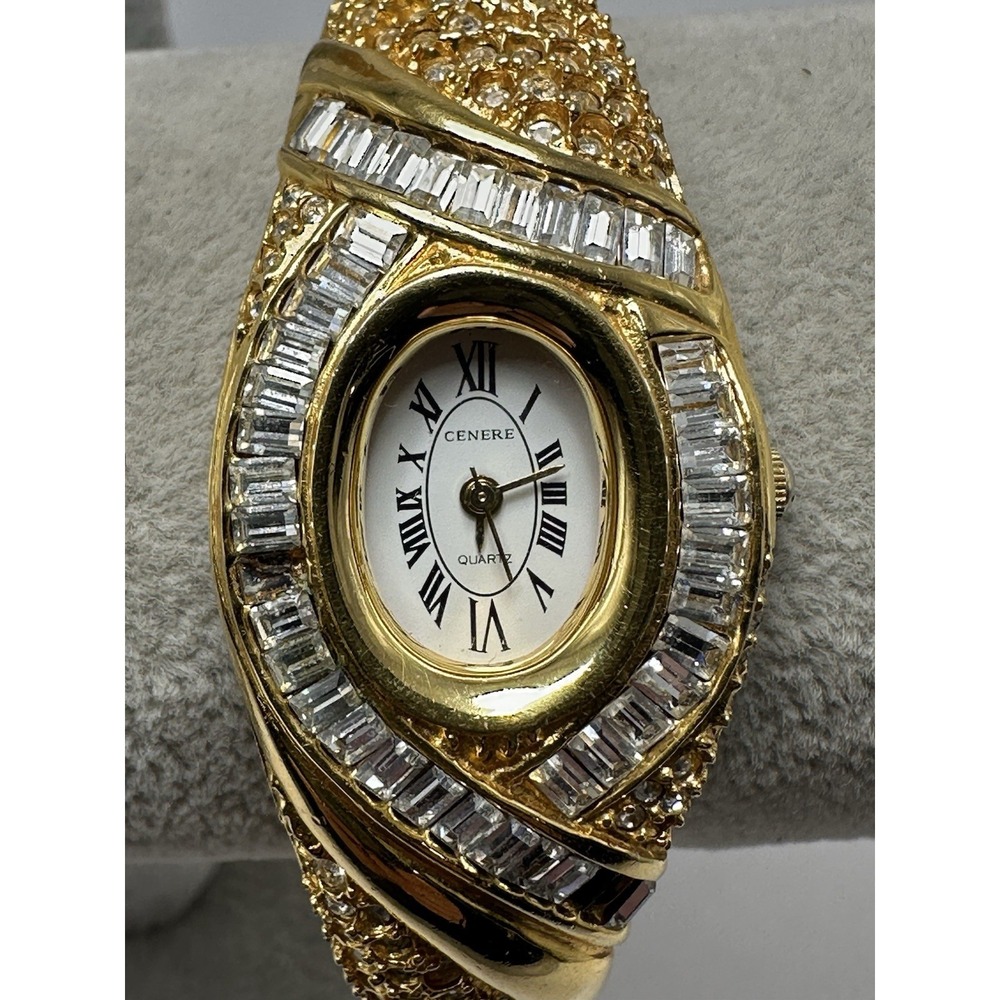 Cenere Cuff Watch‎ New Battery Ladies Bling Watch 25MM 6.25" Missing Stones M36